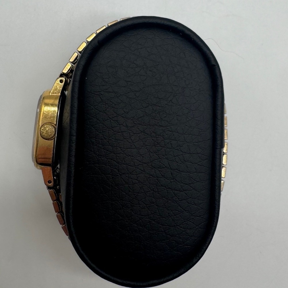Vintage Timex Quartz Watch Gold Tone Cushion Case Expansion Band needs bat - Picture 10 of 13